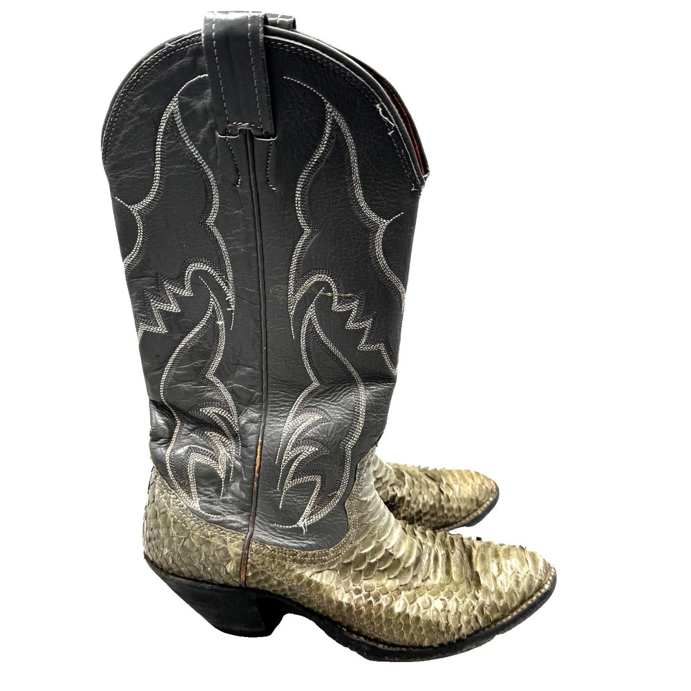 Nocona Snakeskin Exotic Leather Boots Women's‎ 5 1/2 A Gray Cowboy Western USA